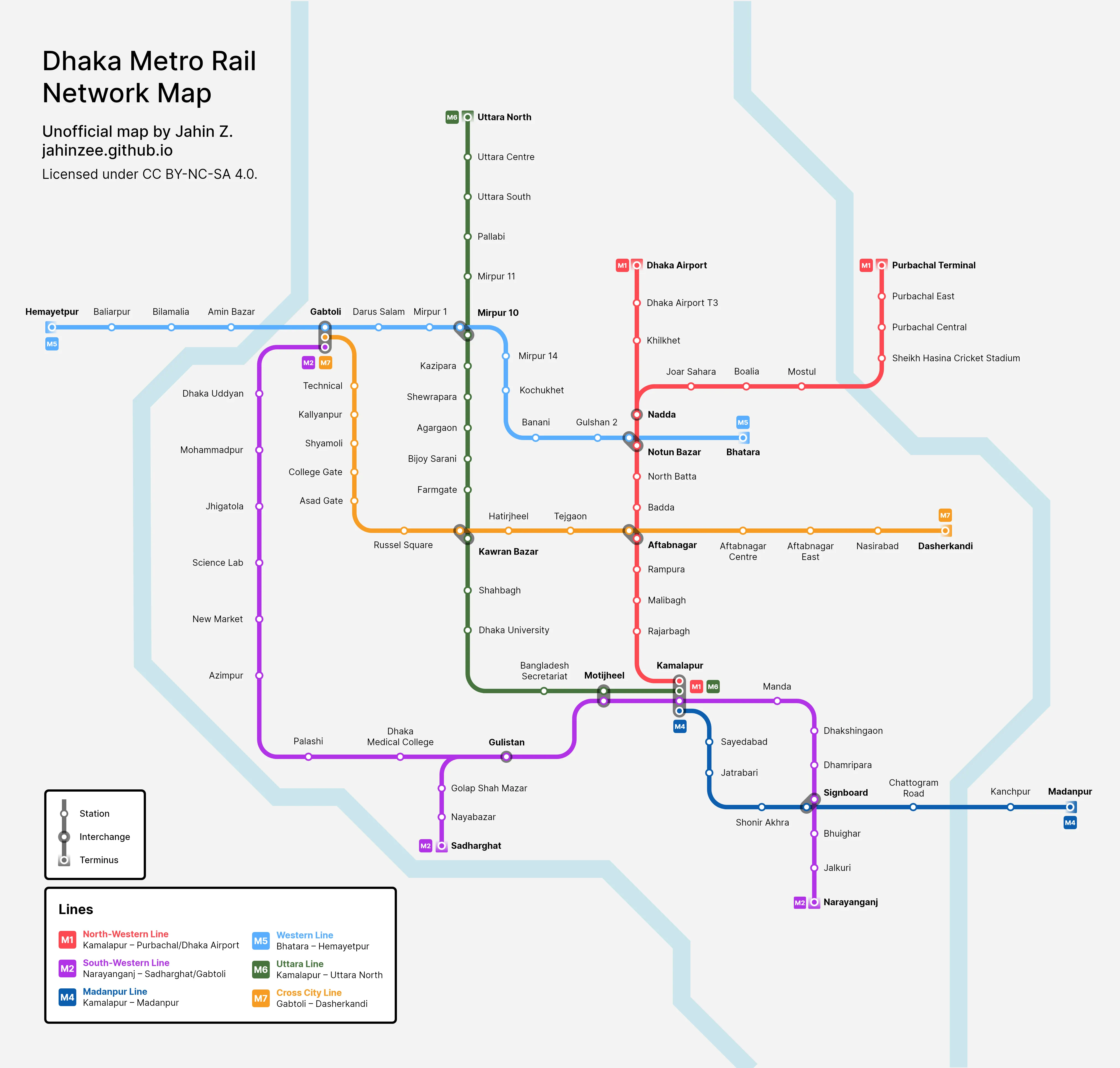 Unofficial Dhaka Metro Rail Network Map